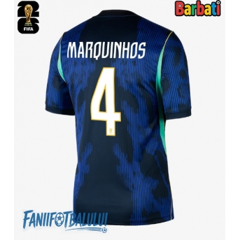 Brazilia Marquinhos #4 Tricou Fotbal Replică Mondial 2026 Barbati Deplasare
